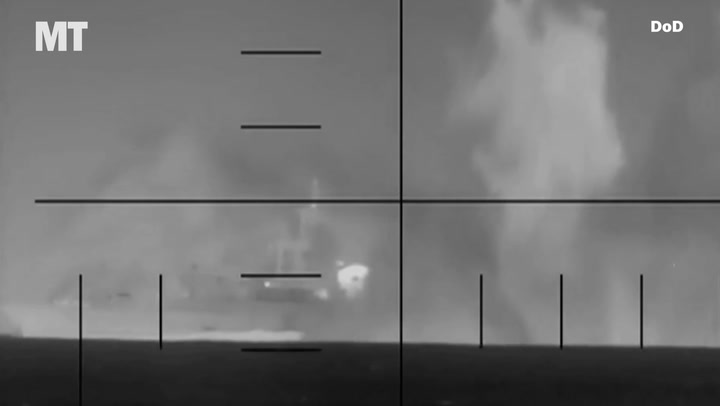 Video thumbnail for VIDEO: US sub sinks Iranian warship