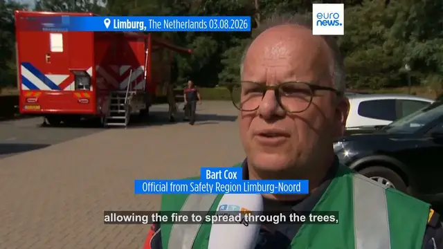 Video thumbnail for Forest fire spreads in southern Netherlands nature reserve, authorities say
