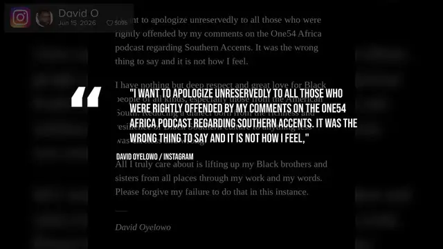 Video thumbnail for NEWS OF THE WEEK: David Oyelowo apologises 'unreservedly' for comments about Black Southern accents.
