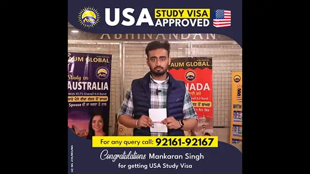 Video thumbnail for A huge congratulations to Mankaran Singh for getting USA Study visa