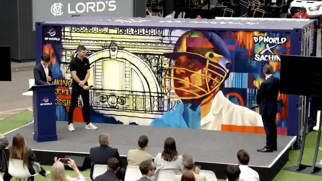 Video thumbnail for Sir Jimmy Anderson unveils spectacular Sachin Tendulkar container