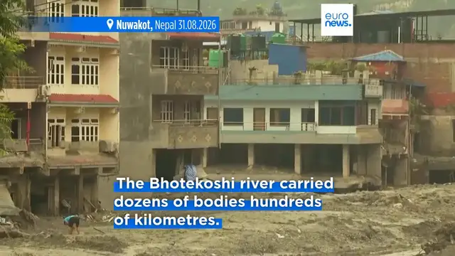Video thumbnail for Authorities in Nepal carry out temporary burials of unidentified flood victims causing public outrage