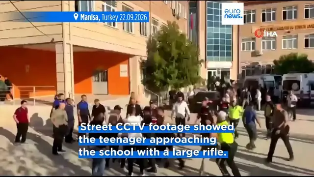 Video thumbnail for At least 11 wounded in shooting outside Turkey school, suspect detained