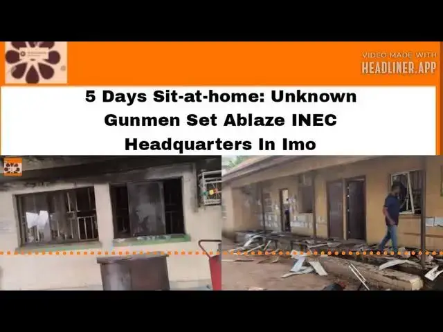 Video thumbnail for 5 Days Sit-at-home: Unknown Gunmen Set Ablaze INEC Headquarters In Imo ~ OsazuwaAkonedo