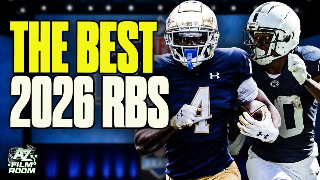 Video thumbnail for a to z sports film room: 2026 nfl draft running back rankings & scouting: love, allen, ott & more!