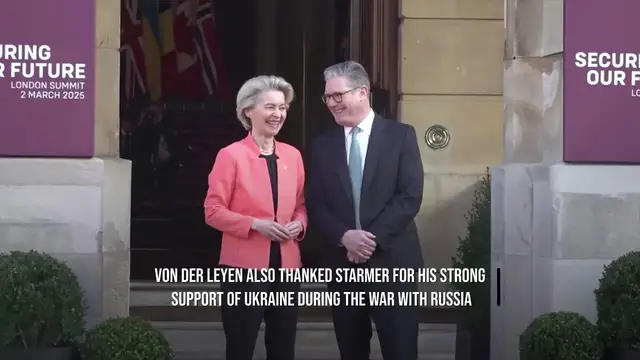 Video thumbnail for Von Der Leyen Pays Tribute To Starmer After Resignation Announcement.