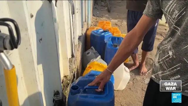 'Video thumbnail for Gaza: Heat and thirst drive families to drink water that makes them sick'