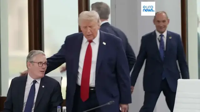 Video thumbnail for Trump jokes ‘I’m the boss’ as he arrives for G7 meeting