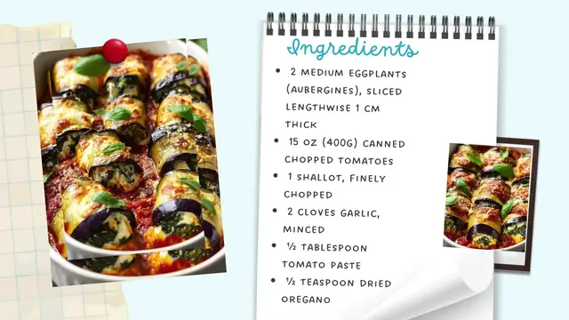 Video thumbnail for Eggplant Roll-Ups with Creamy Ricotta & Spinach – Light, Cheesy & Delicious