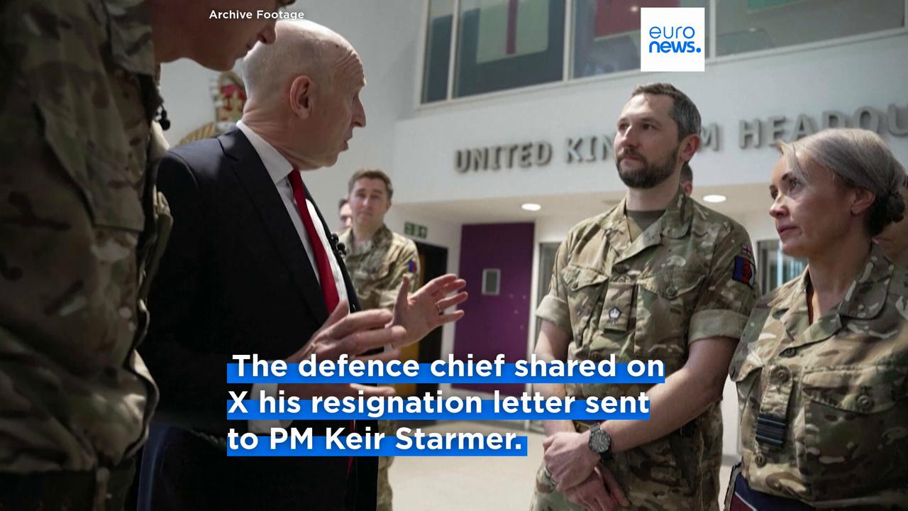 Video thumbnail for UK defence secretary resigns with stinging attack on Keir Starmer's military spending plans