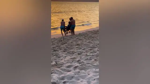 Video thumbnail for Woman In Wheelchair Carried Into The Ocean To Watch Beautiful Sunset | Happily TV