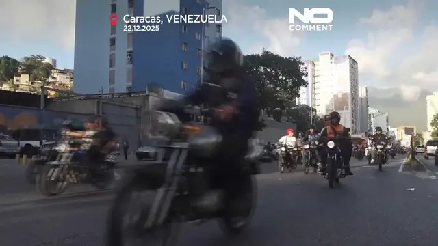 Video thumbnail for Venezuela: government supporters stage motorbike rallies in Caracas over US interference
