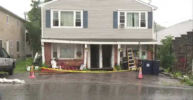 Video thumbnail for Storm-damaged building collapses and leaves three families homeless in Mahopac