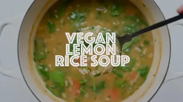 Video thumbnail for Creamy Vegan Greek Lemon Rice Soup (Avgolemono style)