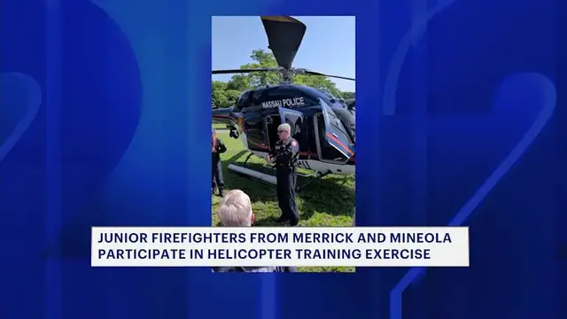 Video thumbnail for Long Island junior firefighters get close-up look at emergency helicopter training