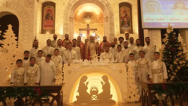 Video thumbnail for Syrians celebrate Christmas amid uncertainty after renewed fighting in Aleppo