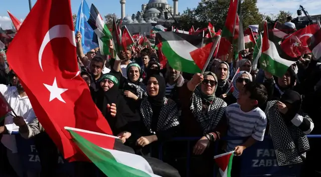 'Video thumbnail for Protesters flood Istanbul streets, demanding end to Israel’s war on Gaza'