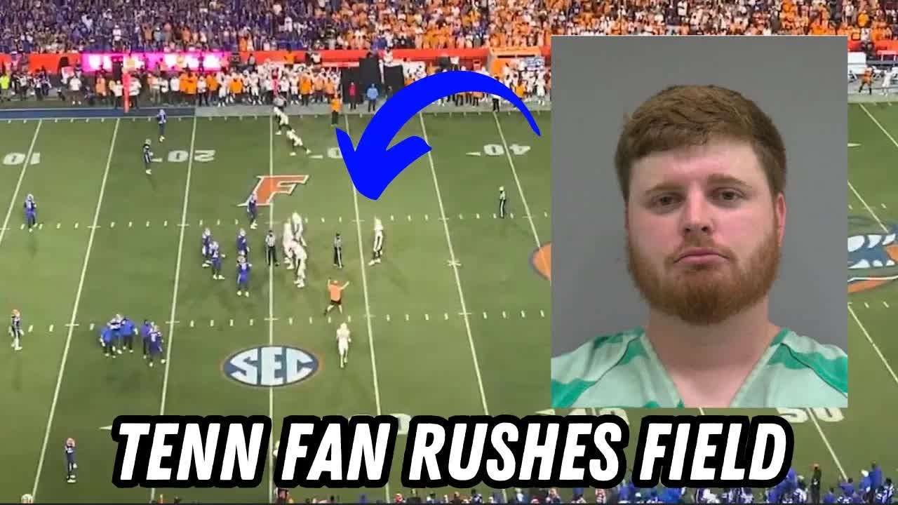 Video thumbnail for tennessee fan runs onto field during florida game