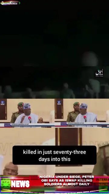 Video thumbnail for Nigeria Under Siege, Peter Obi Says As ISWAP Killing Soldiers Almost Daily