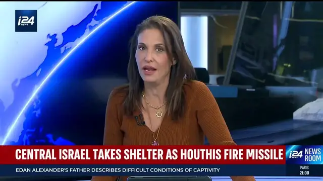 Video thumbnail for Central Israel talks shelter as Houthis fire missile