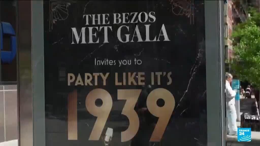 Video thumbnail for Anti-Bezos campaign urges Met Gala boycott in New York