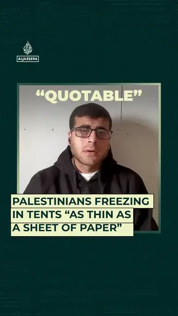 Video thumbnail for Palestinians freezing in tents “as thin as a sheet of paper”