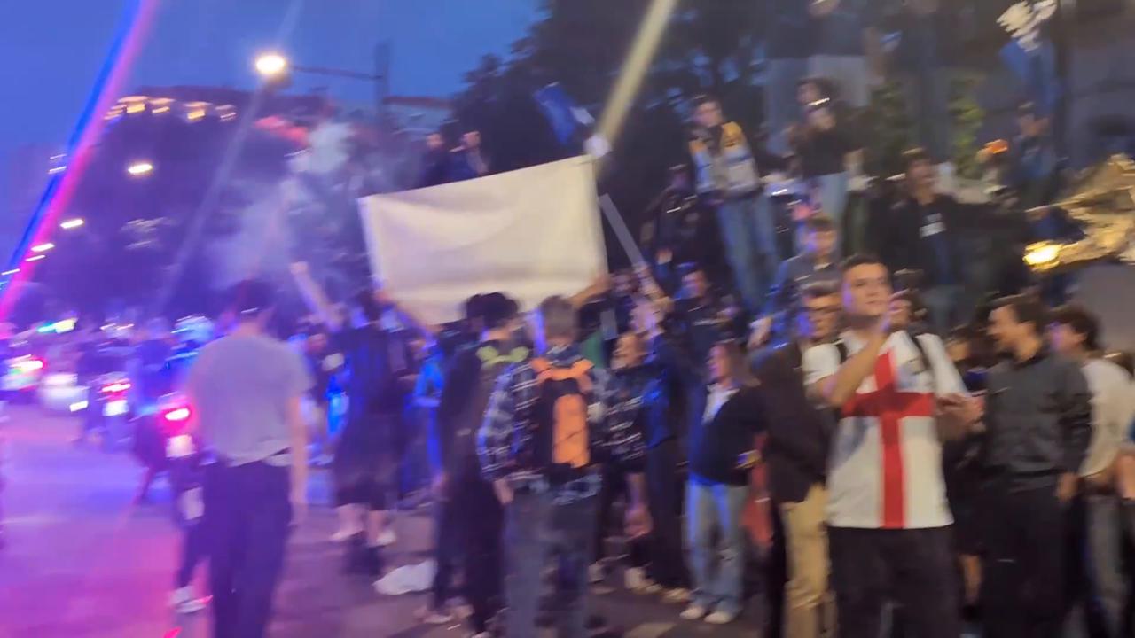 Video thumbnail for Italy: Inter Milan celebrates Serie A title with open-air bus parade in Milan.