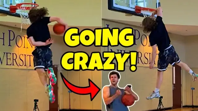 'Video thumbnail for Travis Reynolds: insane low rim dunking! (9'10.7") travis goes off!'