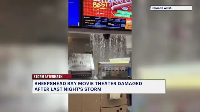 Video thumbnail for Moviegoers caught off guard as rain leaks into Brooklyn theater