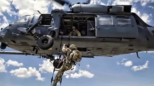 Video thumbnail for Pararescue Trainees • Pave Hawk Helicopter Training