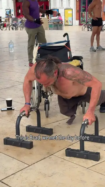 Video thumbnail for One Legged Athlete Joins Community Push Up Challenge