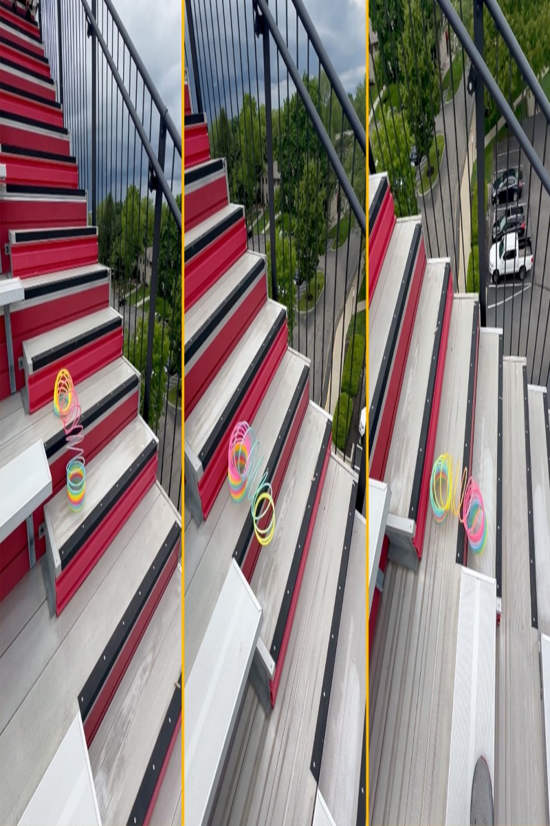 Video thumbnail for Most stairs descended by a slinky - 53 by Joe, Axel and Christelle Luchsinger
