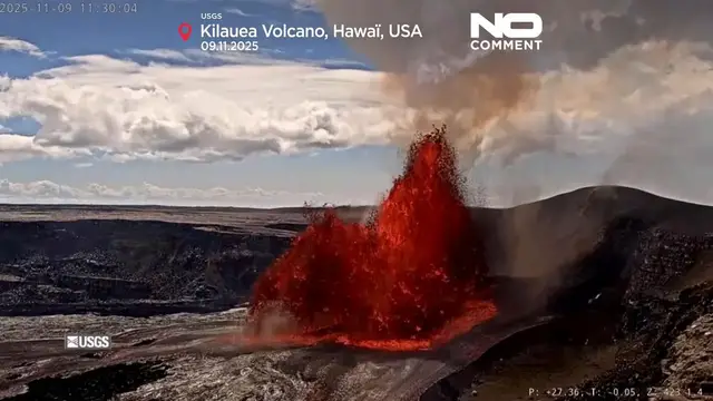 'Video thumbnail for Kilauea volcano erupts again, sending lava fountains 330 metres high'