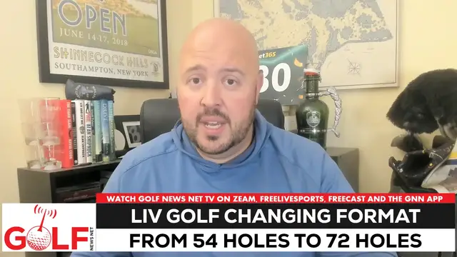 'Video thumbnail for LIV Golf changing format from 54 holes to 72 holes'