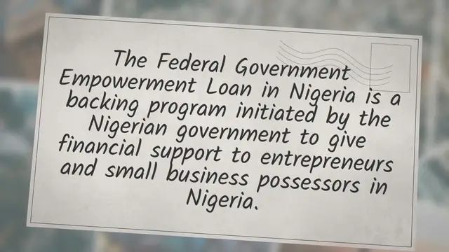Video thumbnail for Federal Government Empowerment Loan Form In Nigeria – Get Yours