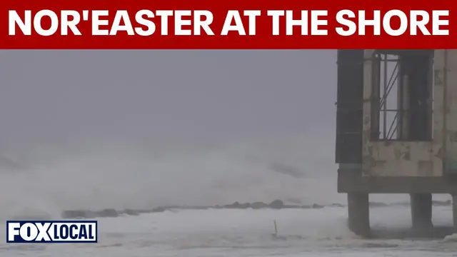 Video thumbnail for 50 mph wind gusts and 10-foot waves batter the Jersey Shore