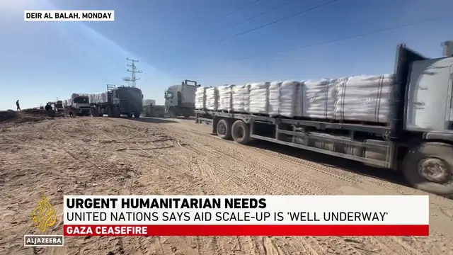 'Video thumbnail for Urgent humanitarian aid reaches Gaza after years of war, famine, and destruction'