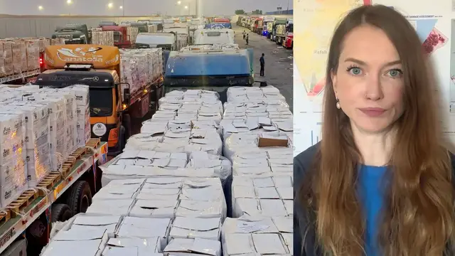 'Video thumbnail for Urgent humanitarian aid reaches Gaza after years of war, famine, and destruction'