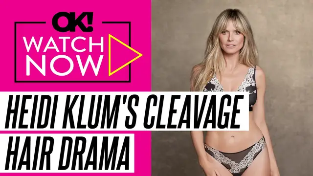 'Video thumbnail for Heidi Klum Complains About Cleavage Hair While Showing Off Her Chest in Plunging Dress'