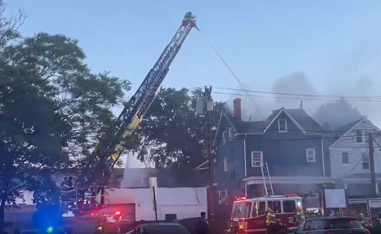 Video thumbnail for Auto shop fire in New Brunswick destroys building and and spreads to nearby home