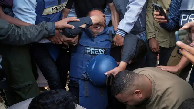 'Video thumbnail for Al Jazeera journalist among 14 Palestinians killed in Israeli strike on southern Gaza hospital'