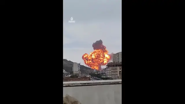 'Video thumbnail for Israel bombs Yemen's capital Sanaa causing huge fireball'