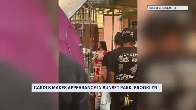 Video thumbnail for Cardi B spotted recording music video in Sunset Park