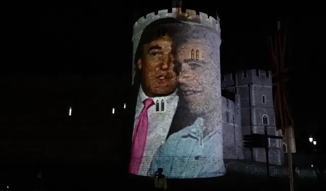 'Video thumbnail for Trump and Epstein images projected onto UK’s Windsor Castle'