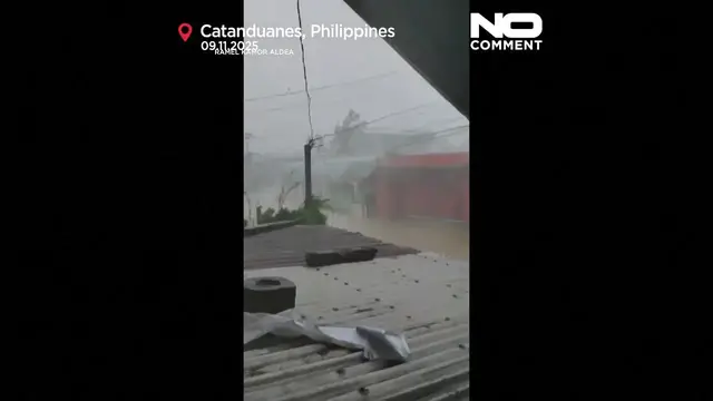 'Video thumbnail for Video shows Super Typhoon Fung-wong bringing powerful winds and flooding to the Philippines'