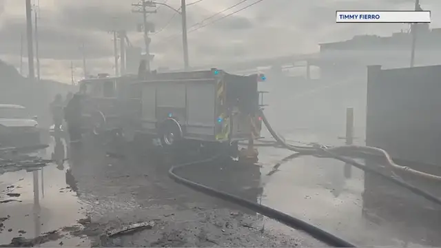 Video thumbnail for Multiple vehicles burn in Paterson scrapyard fire
