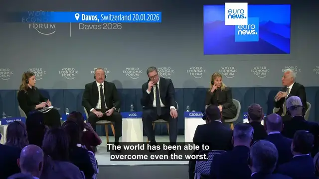 Video thumbnail for Armenia and Azerbaijan leaders hail peace at Davos as Serbian president warns of US-Europe divorce