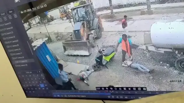 Video thumbnail for India: JCB Tire Bursts While Being Inflated; People Sitting on It Thrown 15 Feet Away.