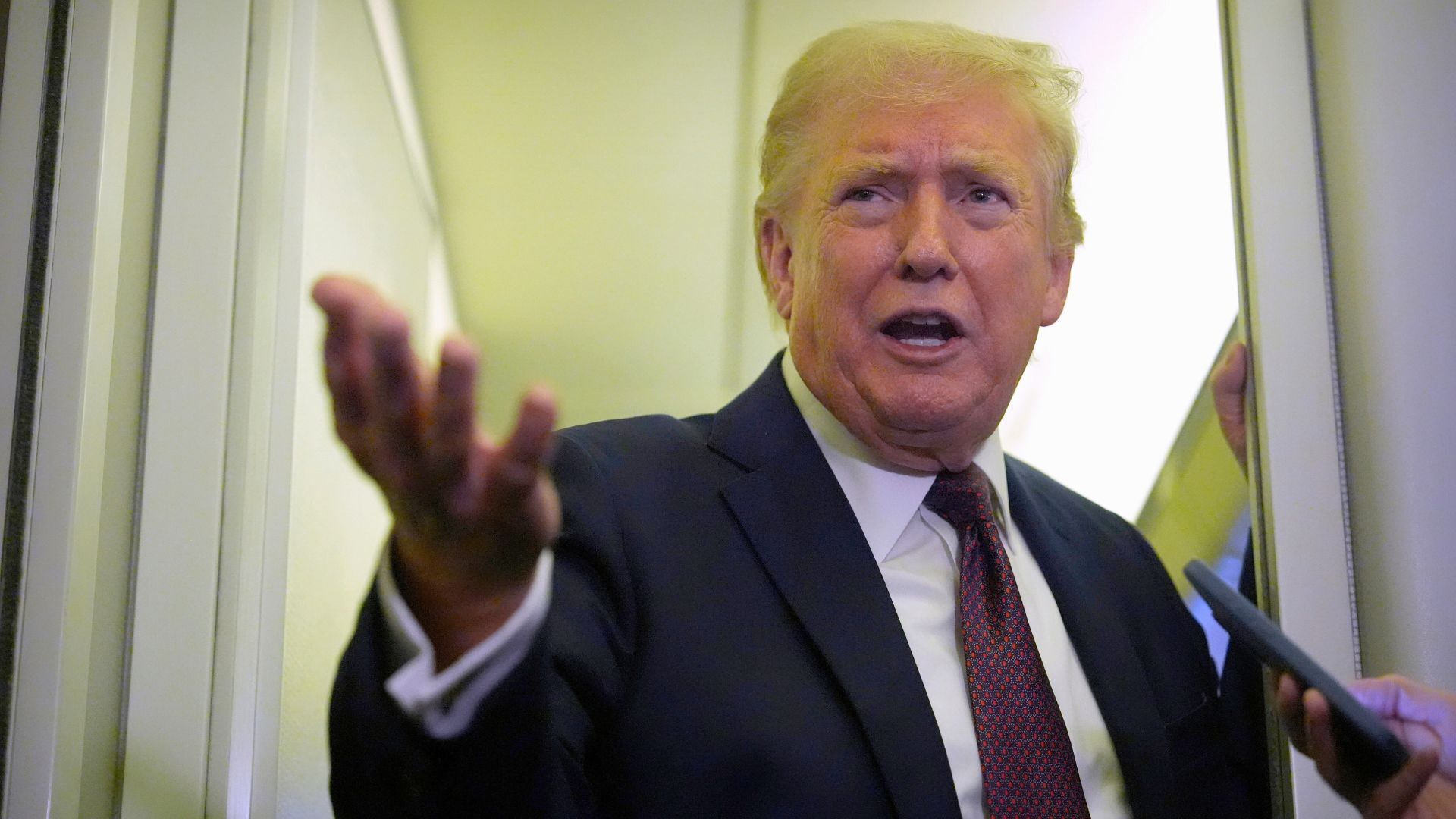 Video thumbnail for Trump says Iran ‘wants to negotiate badly’, demands help from NATO on Strait of Hormuz