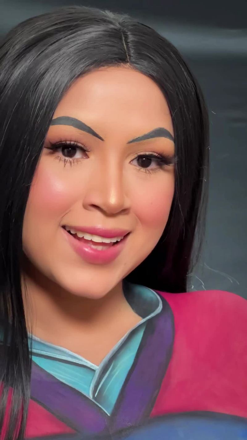 Video thumbnail for Artistic Mulan Transformation through Makeup and Body Paint
